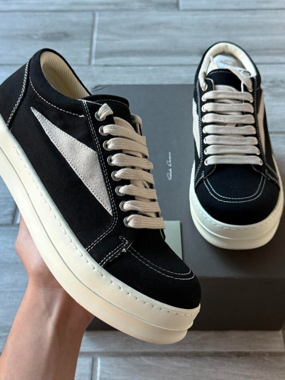 Black Rick Owens Canvas Sneakers